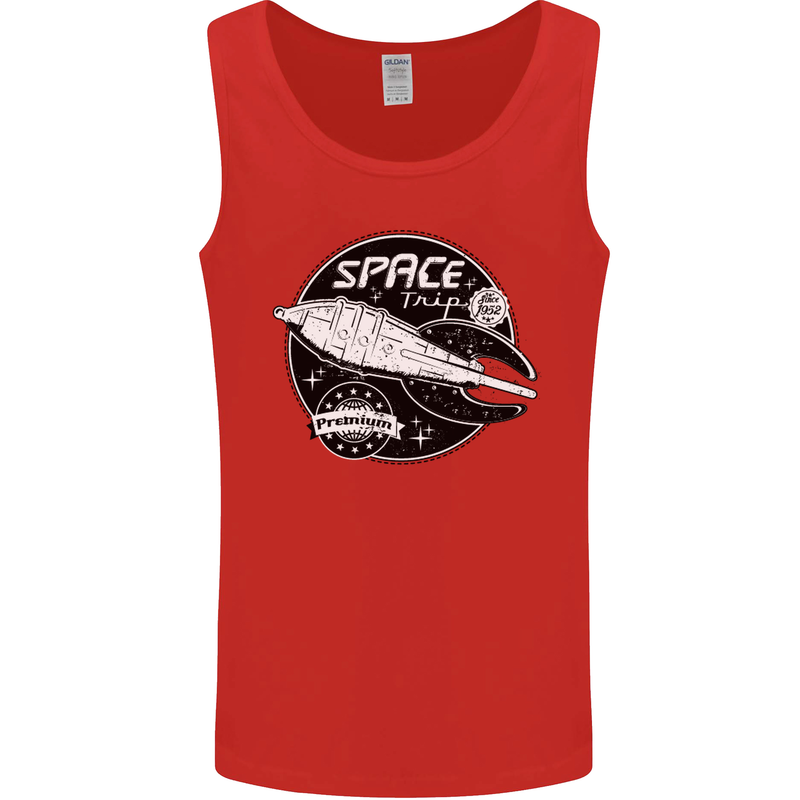 Space Trip Rocket Ship Astronaut Mens Vest Tank Top Red