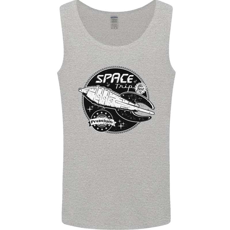 Space Trip Rocket Ship Astronaut Mens Vest Tank Top Sports Grey