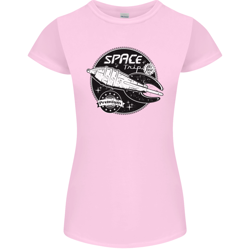 Space Trip Rocket Ship Astronaut Womens Petite Cut T-Shirt Light Pink