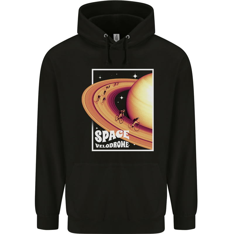Space Velodrome Cycling Cyclist Bicycle Childrens Kids Hoodie Black