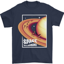 Space Velodrome Cycling Cyclist Bicycle Mens T-Shirt Cotton Gildan Navy Blue