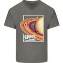 Space Velodrome Cycling Cyclist Bicycle Mens V-Neck Cotton T-Shirt Charcoal