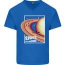 Space Velodrome Cycling Cyclist Bicycle Mens V-Neck Cotton T-Shirt Royal Blue