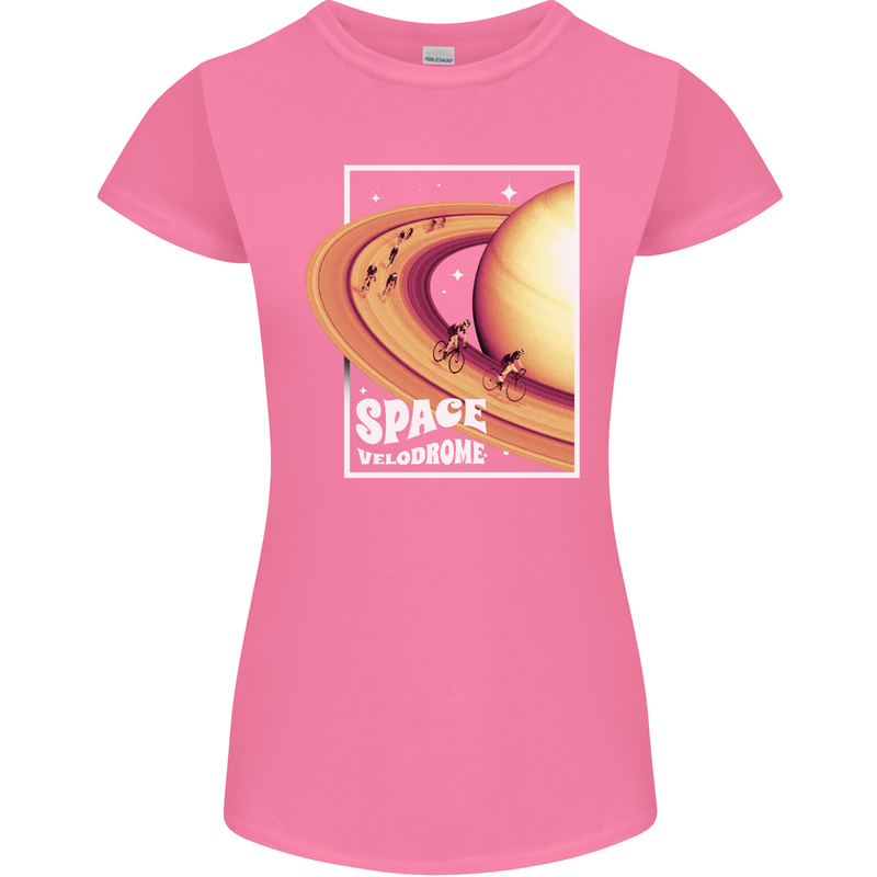 Space Velodrome Cycling Cyclist Bicycle Womens Petite Cut T-Shirt Azalea