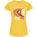 Space Velodrome Cycling Cyclist Bicycle Womens Petite Cut T-Shirt Yellow