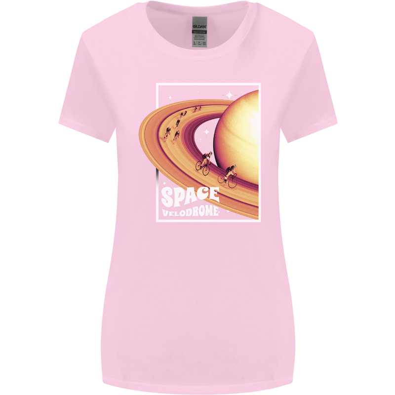 Space Velodrome Cycling Cyclist Bicycle Womens Wider Cut T-Shirt Light Pink