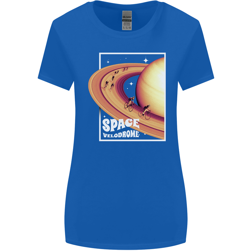 Space Velodrome Cycling Cyclist Bicycle Womens Wider Cut T-Shirt Royal Blue