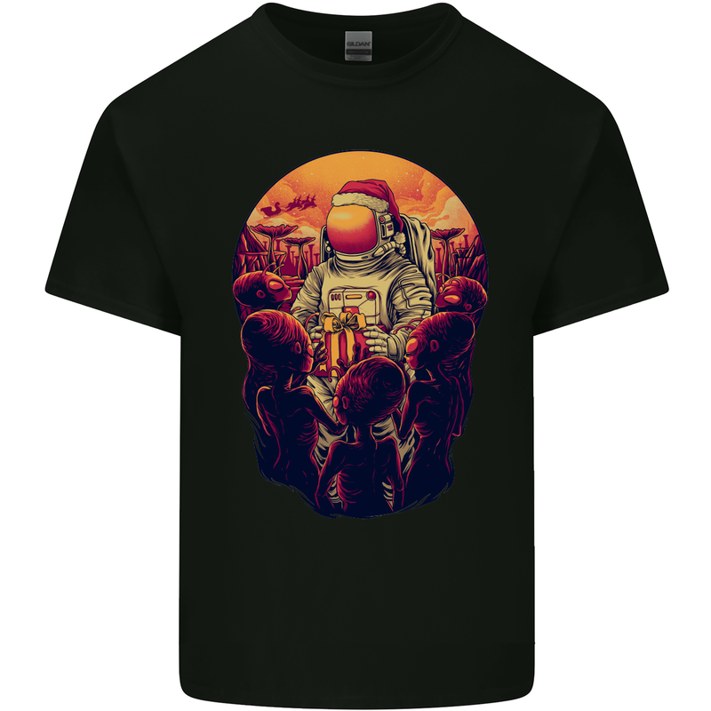 Spaceman Santa Christmas Space Astronaut Mens Cotton T-Shirt Tee Top Black