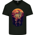 Spaceman Santa Christmas Space Astronaut Mens V-Neck Cotton T-Shirt Black