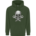 Spanner Skull Mechanic Biker Childrens Kids Hoodie Forest Green