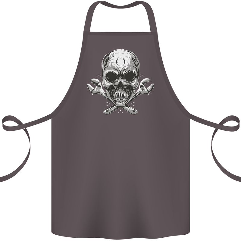 Spanner Skull Mechanic Biker Cotton Apron 100% Organic Dark Grey