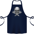 Spanner Skull Mechanic Biker Cotton Apron 100% Organic Navy Blue