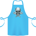 Spanner Skull Mechanic Biker Cotton Apron 100% Organic Turquoise