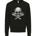 Spanner Skull Mechanic Biker Kids Sweatshirt Jumper Black
