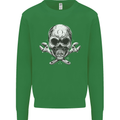 Spanner Skull Mechanic Biker Kids Sweatshirt Jumper Irish Green