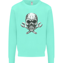 Spanner Skull Mechanic Biker Kids Sweatshirt Jumper Peppermint
