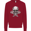 Spanner Skull Mechanic Biker Kids Sweatshirt Jumper Red