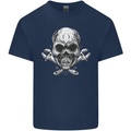 Spanner Skull Mechanic Biker Kids T-Shirt Childrens Navy Blue