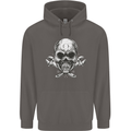 Spanner Skull Mechanic Biker Mens 80% Cotton Hoodie Charcoal