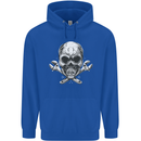 Spanner Skull Mechanic Biker Mens 80% Cotton Hoodie Royal Blue