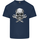 Spanner Skull Mechanic Biker Mens Cotton T-Shirt Tee Top Navy Blue