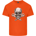 Spanner Skull Mechanic Biker Mens Cotton T-Shirt Tee Top Orange