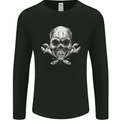 Spanner Skull Mechanic Biker Mens Long Sleeve T-Shirt Black