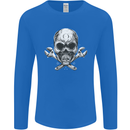 Spanner Skull Mechanic Biker Mens Long Sleeve T-Shirt Royal Blue