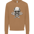 Spanner Skull Mechanic Biker Mens Sweatshirt Jumper Caramel Latte