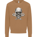 Spanner Skull Mechanic Biker Mens Sweatshirt Jumper Caramel Latte