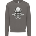 Spanner Skull Mechanic Biker Mens Sweatshirt Jumper Charcoal