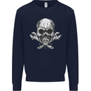 Spanner Skull Mechanic Biker Mens Sweatshirt Jumper Navy Blue