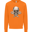Spanner Skull Mechanic Biker Mens Sweatshirt Jumper Orange