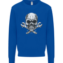 Spanner Skull Mechanic Biker Mens Sweatshirt Jumper Royal Blue