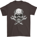 Spanner Skull Mechanic Biker Mens T-Shirt 100% Cotton Dark Chocolate