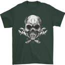 Spanner Skull Mechanic Biker Mens T-Shirt 100% Cotton Forest Green