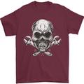 Spanner Skull Mechanic Biker Mens T-Shirt 100% Cotton Maroon