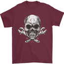 Spanner Skull Mechanic Biker Mens T-Shirt 100% Cotton Maroon