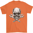 Spanner Skull Mechanic Biker Mens T-Shirt 100% Cotton Orange