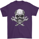 Spanner Skull Mechanic Biker Mens T-Shirt 100% Cotton Purple