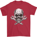 Spanner Skull Mechanic Biker Mens T-Shirt 100% Cotton Red