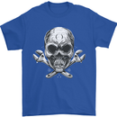 Spanner Skull Mechanic Biker Mens T-Shirt 100% Cotton Royal Blue