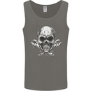 Spanner Skull Mechanic Biker Mens Vest Tank Top Charcoal
