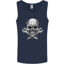 Spanner Skull Mechanic Biker Mens Vest Tank Top Navy Blue
