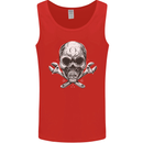 Spanner Skull Mechanic Biker Mens Vest Tank Top Red