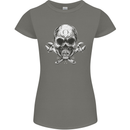 Spanner Skull Mechanic Biker Womens Petite Cut T-Shirt Charcoal