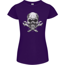 Spanner Skull Mechanic Biker Womens Petite Cut T-Shirt Purple