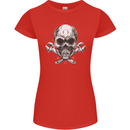 Spanner Skull Mechanic Biker Womens Petite Cut T-Shirt Red