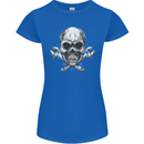 Spanner Skull Mechanic Biker Womens Petite Cut T-Shirt Royal Blue