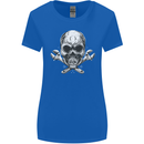 Spanner Skull Mechanic Biker Womens Wider Cut T-Shirt Royal Blue